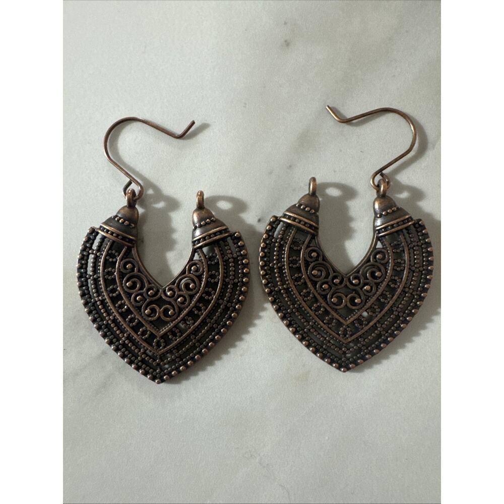 Indian Bollywood Style bronze Tone Bali Wire Hoop Earrings Fun Party Jewelry